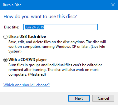 Burning a disc in Windows 10 with the ASUS ZenDrive U7M