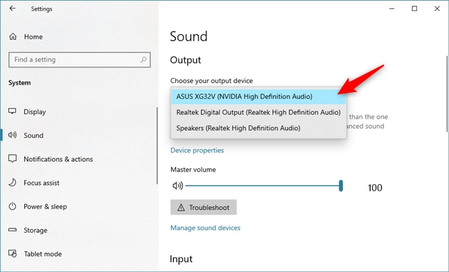 Choosing the default playback device