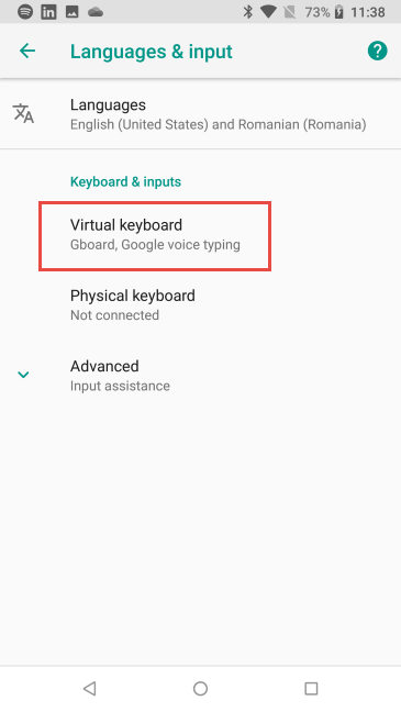 Tap on Virtual keyboard in Android 8 Oreo