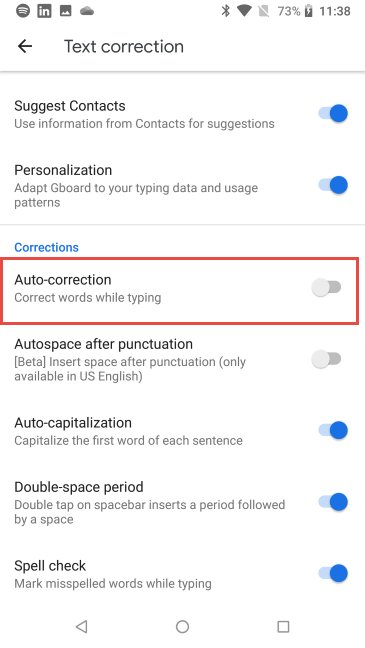 Gboard - Disable Auto-correction
