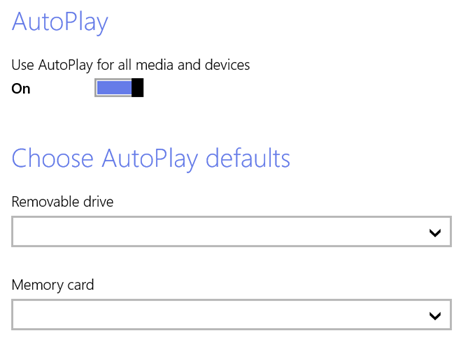 AutoPlay, settings, media, devices, Windows 8.1