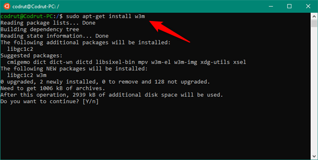 Using the SUDO APT-GET INSTALL command to install a new app