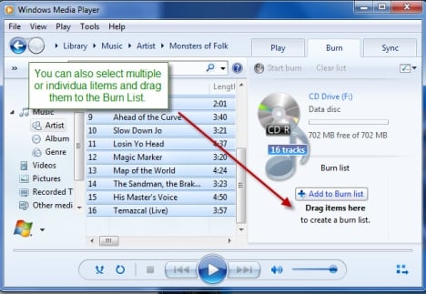 windows media player burn dvd