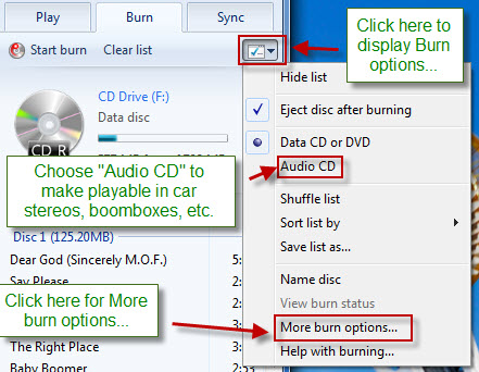 windows media player burn dvd not data