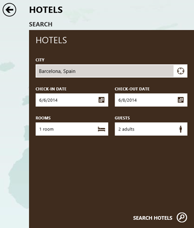 Windows 8.1, Travel, app, Bing, search flights, search hotels, destinations