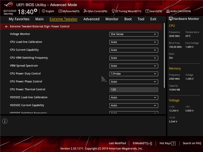 Advanced CPU settings available in the BIOS of a gaming motherboard