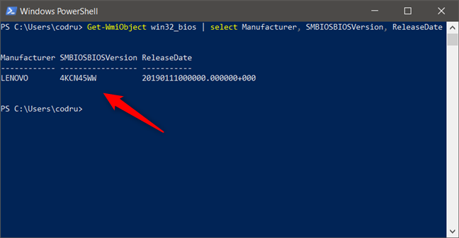 How to check BIOS version and date from PowerShell