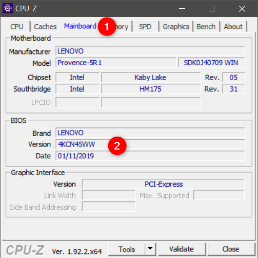 Check BIOS version with CPU-Z