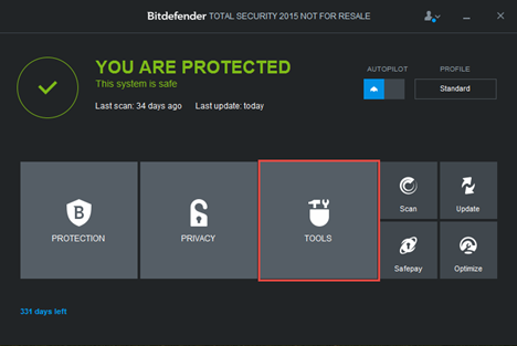 Bitdefender, profile, work, game, movie, configure