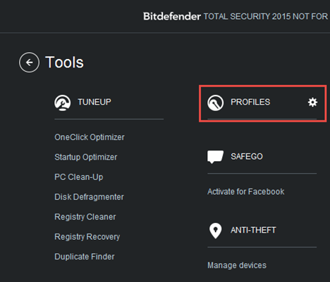 Bitdefender, profile, work, game, movie, configure