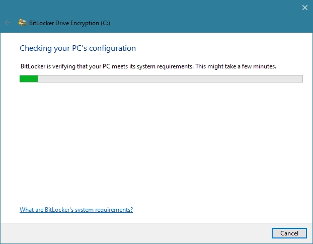 BitLocker is checking the configuration of the PC