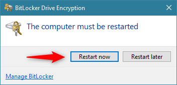 BitLocker needs to restart the computer