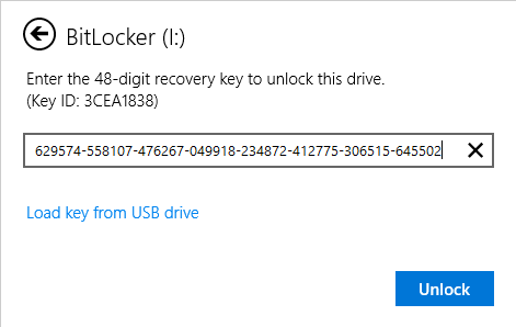 Paste your BitLocker recovery key