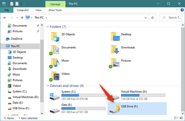 A USB drive encrypted with BitLocker To Go