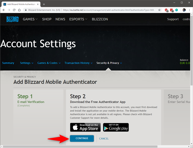 Step two for enabling 2FA is to install the Blizzard Authenticator app
