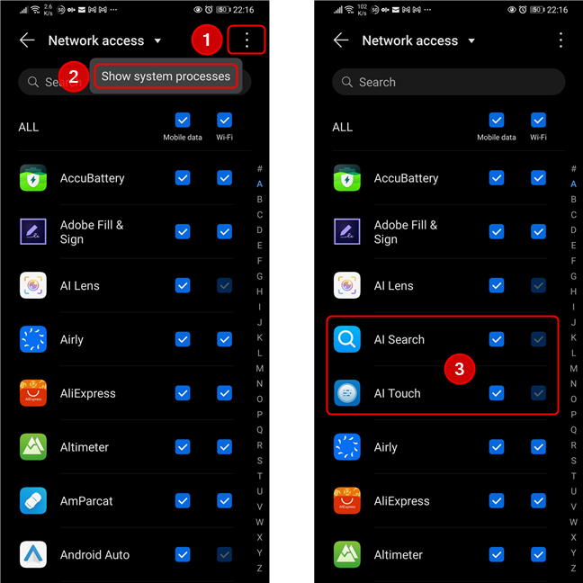 Android Settings - Block system apps from accessing mobile data