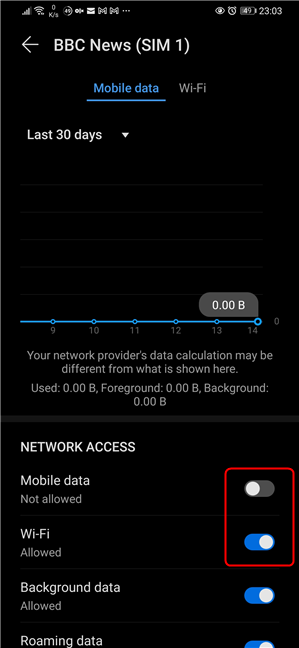 Toggle the switches to enable or disable internet access