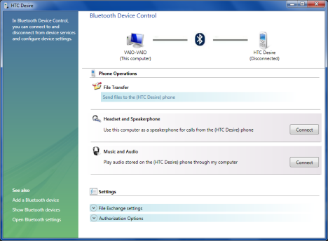 send to bluetooth device