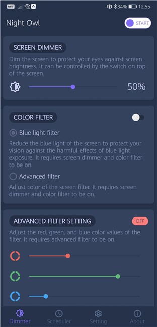 Best night light apps for Android: Night Owl - Screen Dimmer &amp; Night Mode