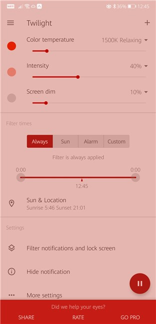 Best night light apps for Android: Twilight (Blue light filter for better sleep)