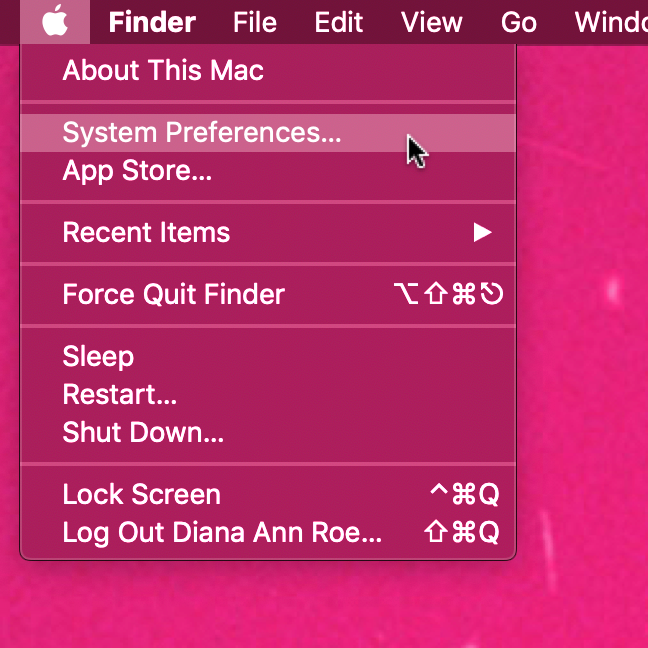 System Preferences in the Apple menu