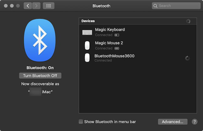 The Bluetooth mouse is connected