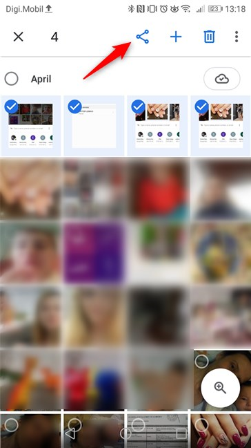 Using Google Photos in Android to select and share some photos