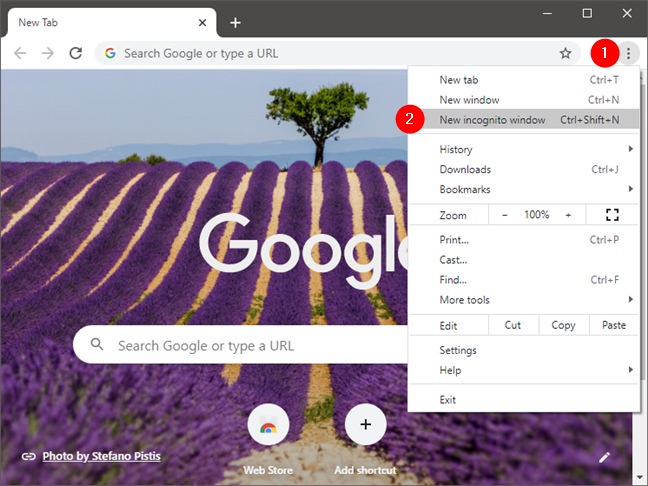 Open a new incognito window in Google Chrome