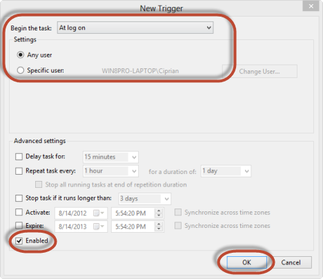 Windows 8 - Schedule Task - Boot to Desktop