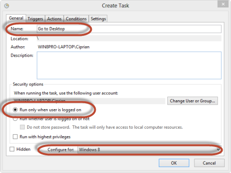 Windows 8 - Schedule Task - Boot to Desktop