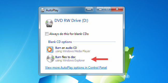 Windows, burn discs