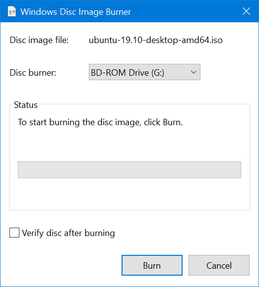 Windows Disc Image Burner
