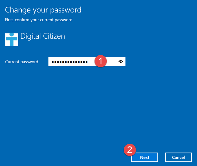 Windows 10, user password