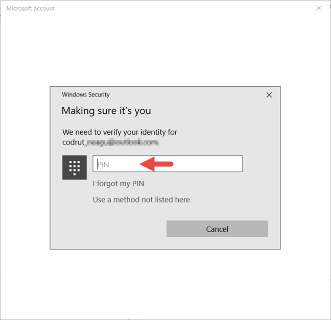 Windows 10, user password