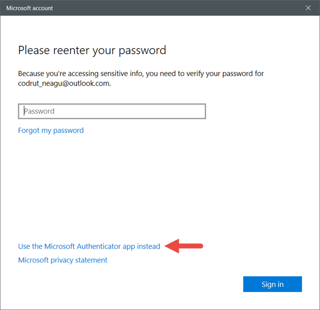 Windows 10, user password