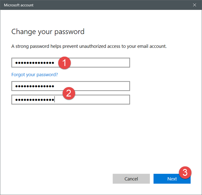 Windows 10, user password