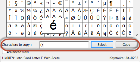 Character Map in Windows 7 and Windows 8