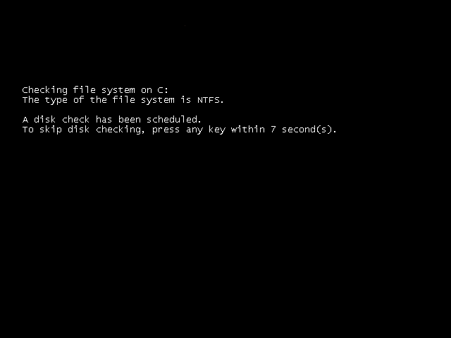 Running Check Disk (chkdsk) during system boot