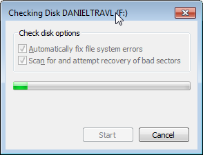 Check Disk (chkdsk) is checking the drive for errors and problems