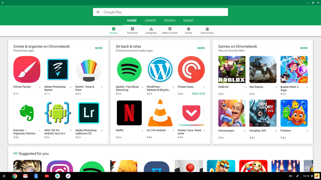 The Play Store in Chrome OS