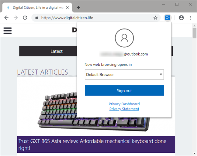 Choosing whether new web browsing opens the default browser or Microsoft Edge