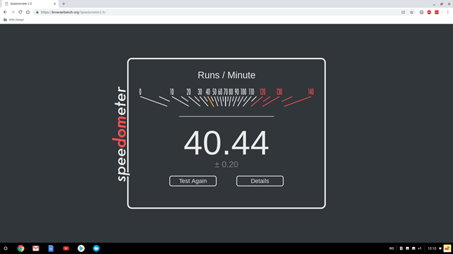 The score obtained by ASUS Chromebox 3 in Speedometer