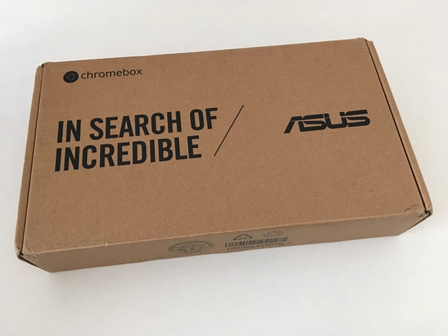 The top side of the ASUS Chromebox 3 package