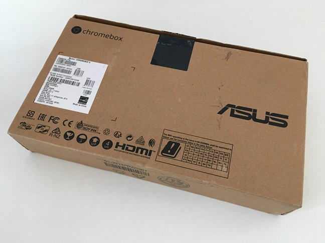 The bottom side of the ASUS Chromebox 3 package