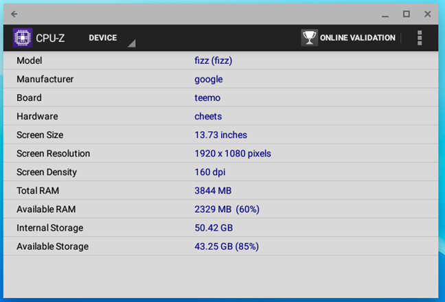 Details about the RAM, storage, and other hardware in ASUS Chromebox 3