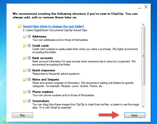 ClipClip default save folders