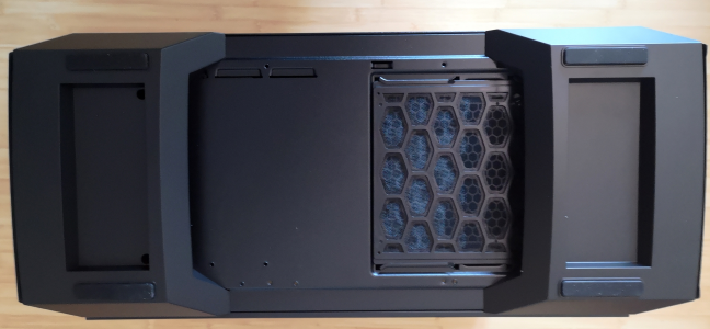 The bottom of the Cooler Master MasterCase MC600P