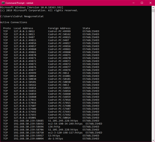 cmd commands for network analysis