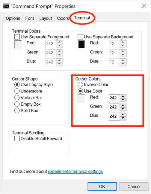 Select a color for your cursor