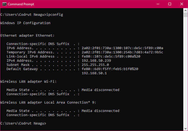 cmd network mac address